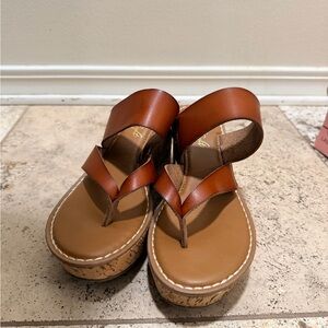 Chic Brown Leather Platform Sandals